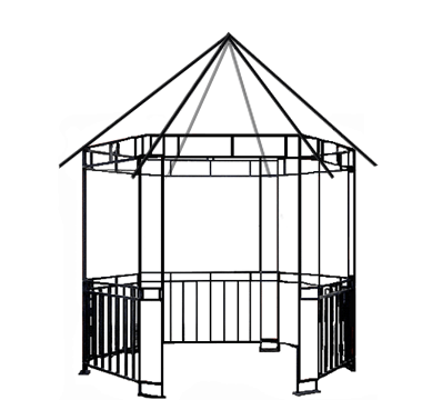Конусная металлическая крыша беседки