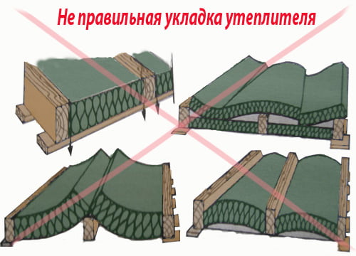 Не правильная укладка утеплителя